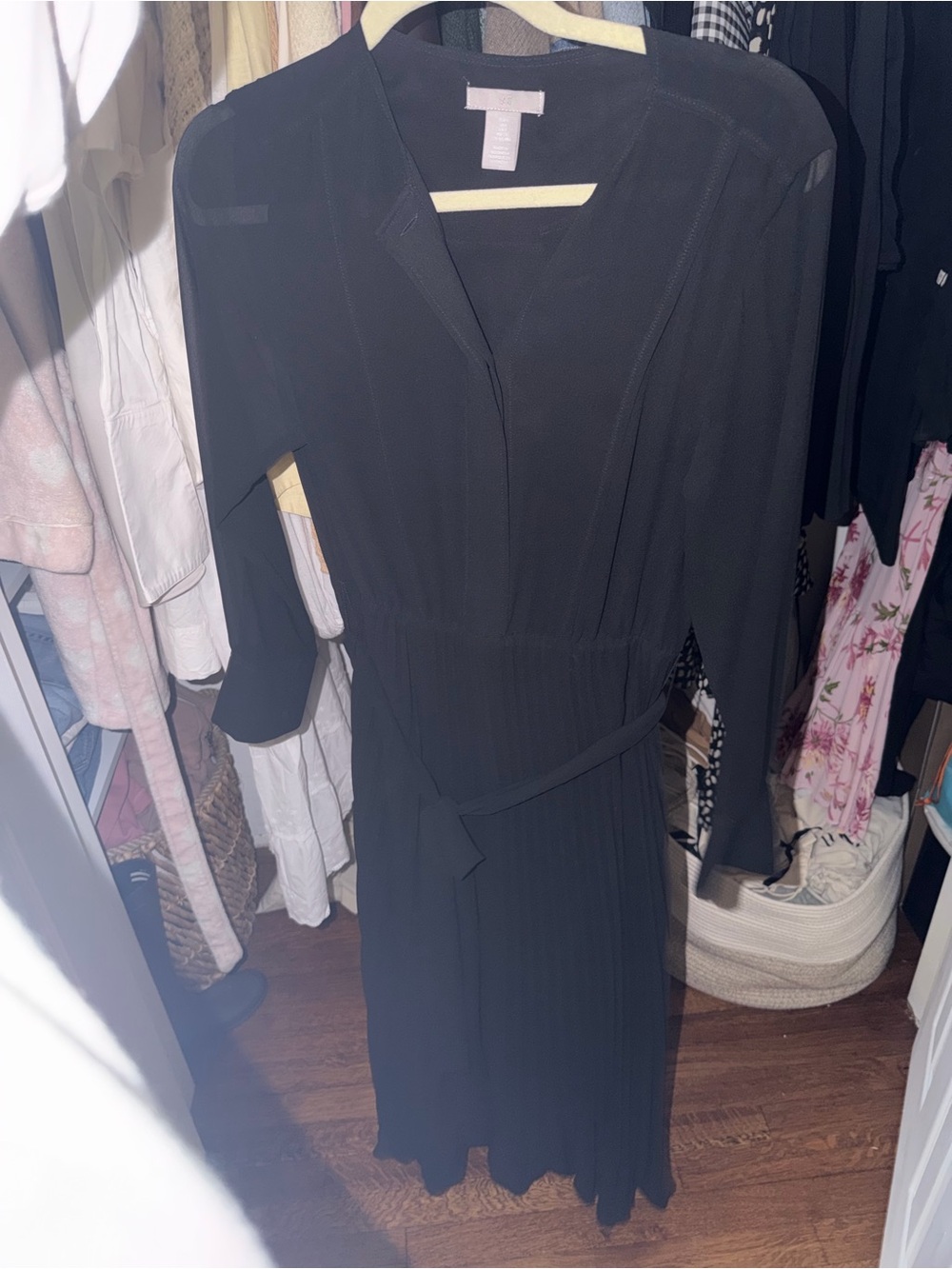 H&M Black Long-Sleeve Wrap Maxi Dress